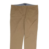 TOMMY HILFIGER Mens Cotton Blend Beige Regular Straight Trousers W36 L29 Classic