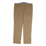 TOMMY HILFIGER Mens Cotton Blend Beige Regular Straight Trousers W36 L29 Classic