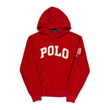 USA Patch Polo By Ralph Lauren Spellout Fleece Hoodie - Small Red Cotton