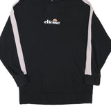 ELLESSE Womens Black & Pink Hoodie UK 12 Cotton Blend Pullover Casual Sweatshirt