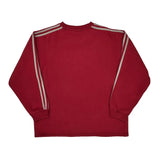 Adidas Striped Sweatshirt - Large Red Cotton Blend