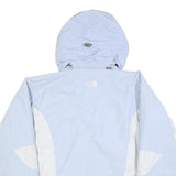 THE NORTH FACE Womens Blue & White Outdoor Jacket L Polyester Blend Zip Hooded