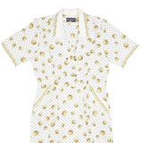 VIRGINE Womens White & Gold Polka Dot Chain Print Day Polyester Blend Dress M