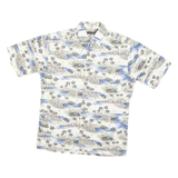 PIERRE CARDIN Mens White & Blue Tropical Print Shirt S Summer Casual Cotton