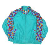 Womens Blue & Purple Crazy Pattern Silk Track Jacket XL Woven Zip Stand-Up