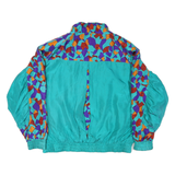 Womens Blue & Purple Crazy Pattern Silk Track Jacket XL Woven Zip Stand-Up