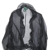 LAUREN RALPH LAUREN Womens Black Printed Blouse Long Sleeve V-Neck S Ruffle Trim