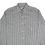 RODRIGO Mens Grey & Black Striped Shirt M Cotton Blend Classic Fit Button-Up