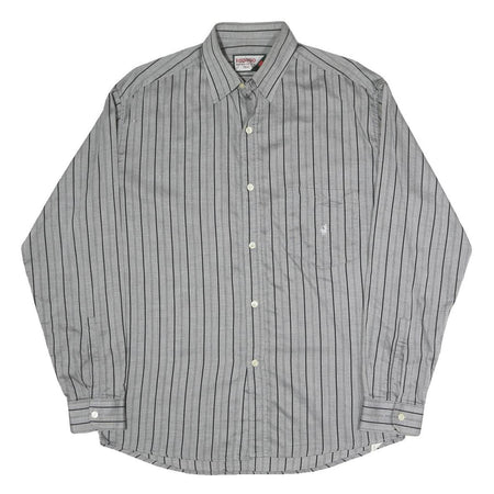 RODRIGO Mens Grey & Black Striped Shirt M Cotton Blend Classic Fit Button-Up