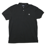 CHAPS Mens Black Short Sleeve Plain L Polo Shirt Cotton Blend Classic Fit