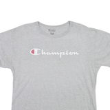 CHAMPION Mens Grey Graphic T-Shirt L Short Sleeve Crew Neck Logo Cotton Jersey