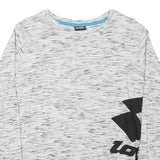 LOTTO Womens White & Black Graphic T-Shirt S Long Sleeve Crew Neck Cotton Blend