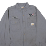 CARHARTT Mens Grey Plain Work Shirt S Button-Down Collar Long Sleeve Durable