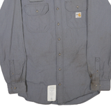 CARHARTT Mens Grey Plain Work Shirt S Button-Down Collar Long Sleeve Durable