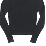 TOMMY HILFIGER Womens Black Plain Roll Neck Basic Knit Jumper M Cotton Knitwear