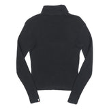 TOMMY HILFIGER Womens Black Plain Roll Neck Basic Knit Jumper M Cotton Knitwear