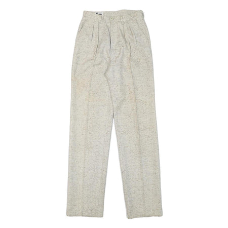 SYM Womens Wool Blend Beige Regular Fit Trousers W24 L32 Smart Comfort