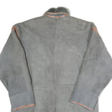 ANTOINE Womens Grey & Pink Suede Button Jacket M Shearling Long Sleeve Outerwear