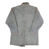 ANTOINE Womens Grey & Pink Suede Button Jacket M Shearling Long Sleeve Outerwear