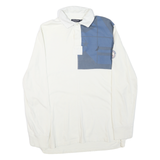 NAUTICA Mens White & Blue Long Sleeve Graphic Print M Cotton Blend Polo Shirt