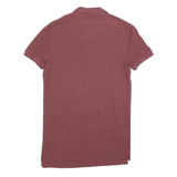 ALL SAINTS Mens Red Short Sleeve Plain Polo Shirt XS Cotton Blend Casual Top