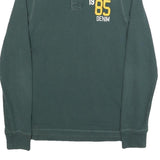 HILFIGER DENIM Mens Green Long Sleeve Logo Print Polo Shirt M Cotton Blend