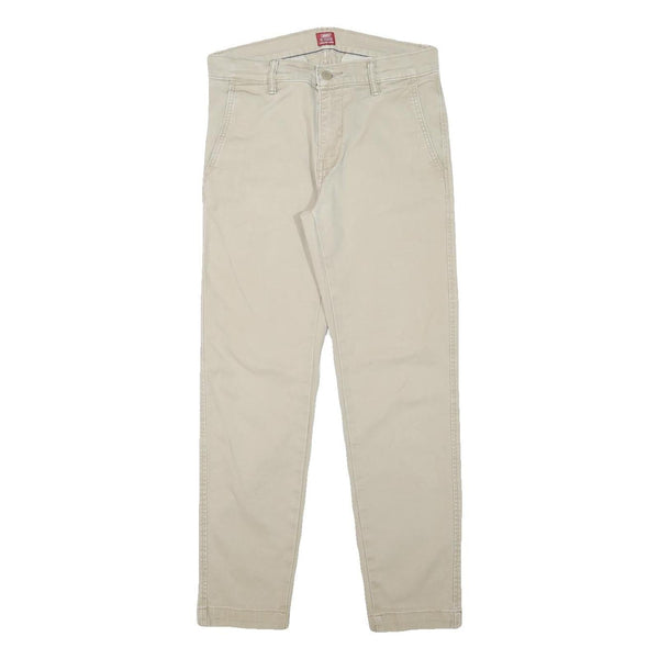 LEVI'S Mens Cotton Blend Beige Slim Straight Trousers W28 L27 Casual Zip
