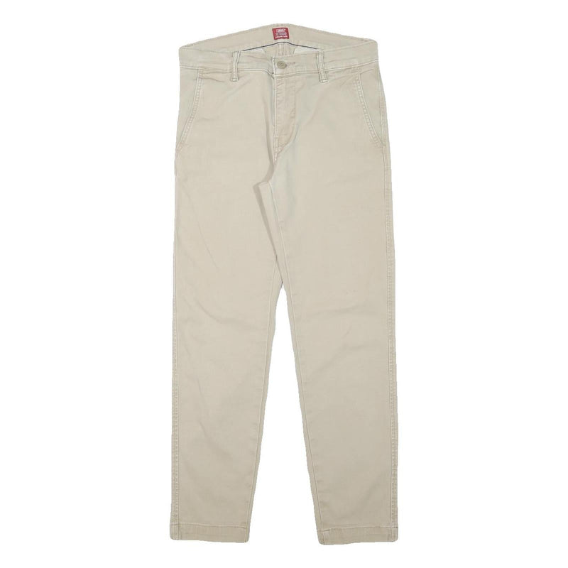 LEVI'S Mens Cotton Blend Beige Slim Straight Trousers W28 L27 Casual Zip