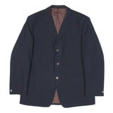 Mens Navy Blue Classic Jacket M Polyester Blend Plain Button Closure Smart
