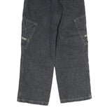 Mens Regular Fit Black Denim Cargo Jeans W22 L26 U.S. Army Patch