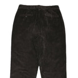 LANDS END Mens Relaxed Brown Corduroy Trousers W37 L27 Casual Cotton Blend Zip