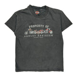 Age 6-8 Harley Davidson Graphic T-Shirt - Small Grey Cotton