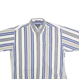 ALECANDER JULIAN Mens Blue & Beige Striped Cotton Shirt L Button-Down Collar
