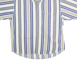 ALECANDER JULIAN Mens Blue & Beige Striped Cotton Shirt L Button-Down Collar