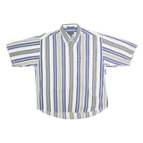 ALECANDER JULIAN Mens Blue & Beige Striped Cotton Shirt L Button-Down Collar