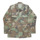 Mens Green & Brown Camouflage Cotton Blend Military Style Jacket M Button