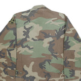 Mens Green & Brown Camouflage Cotton Blend Military Style Jacket M Button