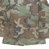 Mens Green & Brown Camouflage Cotton Blend Military Style Jacket M Button