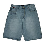 Hip Hop Old Skool Denim Shorts - 34W 12L Light Wash Cotton