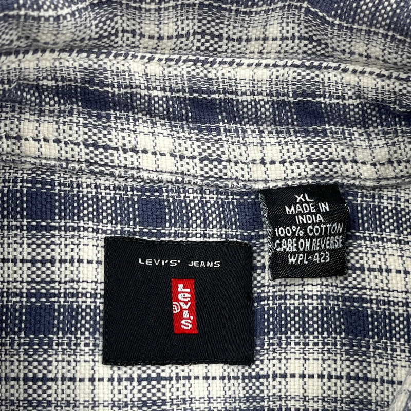 Levis Checked Flannel Shirt - XL Blue Cotton