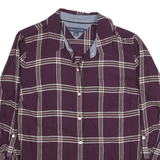 TOMMY HILFIGER Womens Maroon & Cream Check Shirt M Classic Cotton Blend Casual