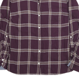 TOMMY HILFIGER Womens Maroon & Cream Check Shirt M Classic Cotton Blend Casual