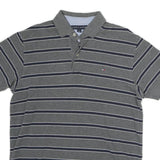 TOMMY HILFIGER Mens Grey Striped Short Sleeve Polo Shirt M Classic Fit Casual