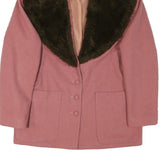 LANA CACHEMIRE Womens Pink Wool Blend Jacket M Button Plain Elegant Warm