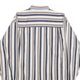 BUGLE BOY Mens White & Navy Blue Striped Button Down Cotton Shirt M Casual
