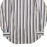 BUGLE BOY Mens White & Navy Blue Striped Button Down Cotton Shirt M Casual