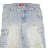 REJECT Mens Denim Cargo Light Blue XL W34 Casual Cotton Blend Shorts