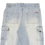 REJECT Mens Denim Cargo Light Blue XL W34 Casual Cotton Blend Shorts
