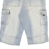 REJECT Mens Denim Cargo Light Blue XL W34 Casual Cotton Blend Shorts