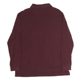 TOMMY HILFIGER Mens Maroon Long Sleeve Plain XL Cotton Classic Fit Polo Shirt
